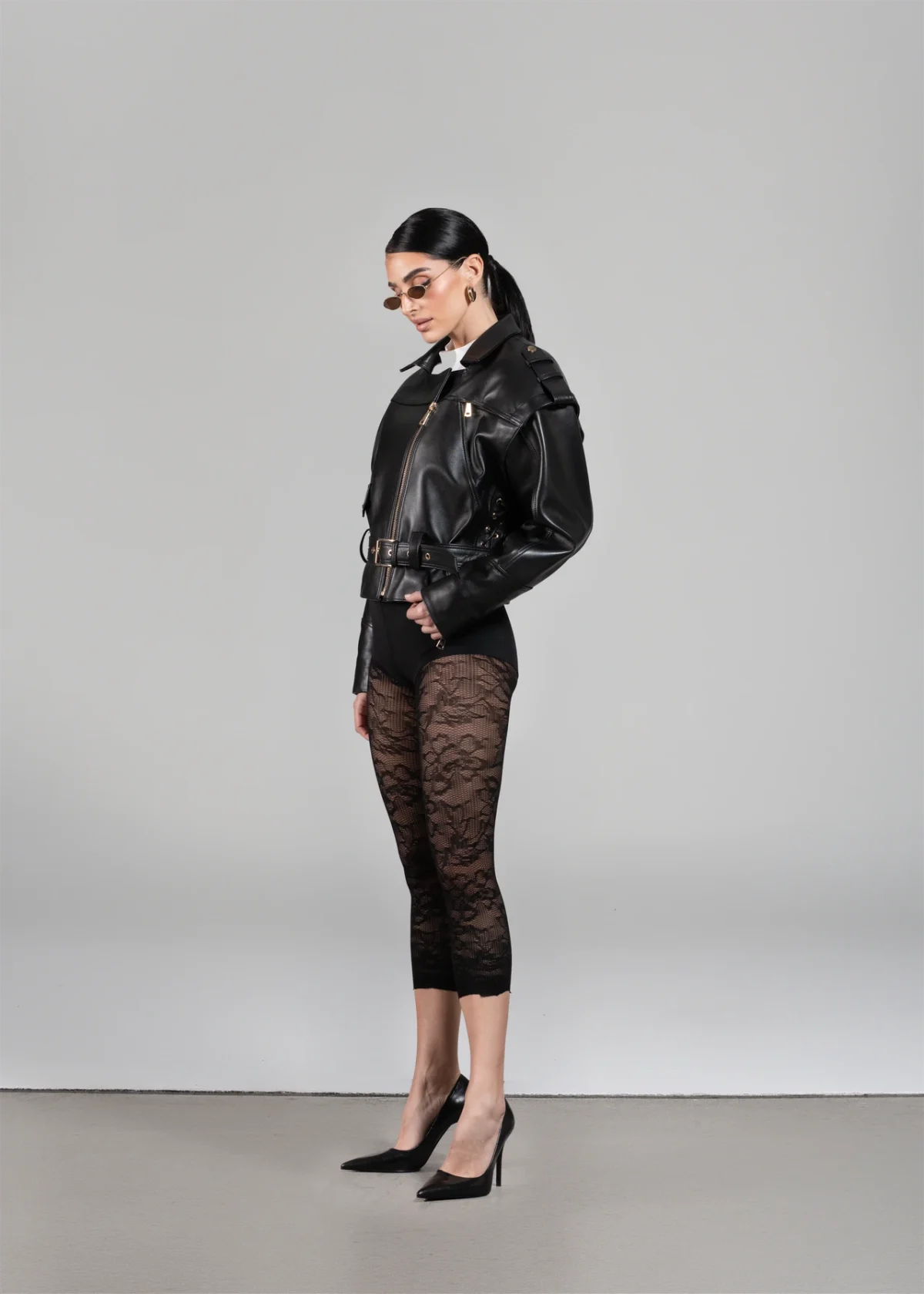 Biker Kožna Jakna/Prsluk - Crna - Slika 7
